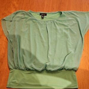 Style & Co. Mint Green Blouson Flutter Sleeve Top